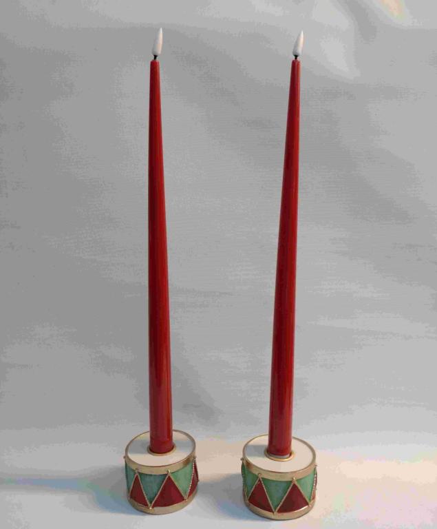 Rød LED Kertelys med Lak, 2 stk (38 cm)