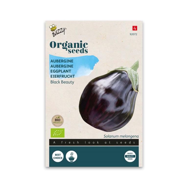 Buzzy Økologisk Aubergine frø, Black Bea